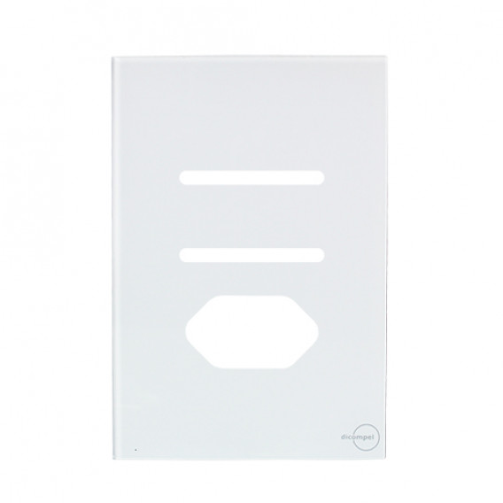 Placa p/ 2 Interruptor + Tomada 4x2 - Novara Glass Branco